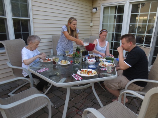 amy b, brett, grandma, mom